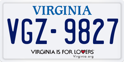 VA license plate VGZ9827