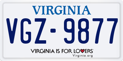 VA license plate VGZ9877