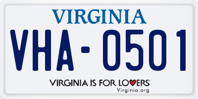 VA license plate VHA0501