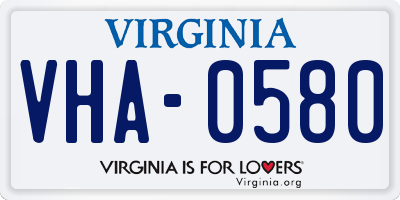 VA license plate VHA0580
