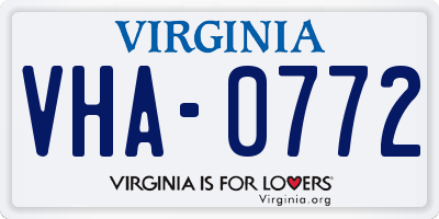 VA license plate VHA0772