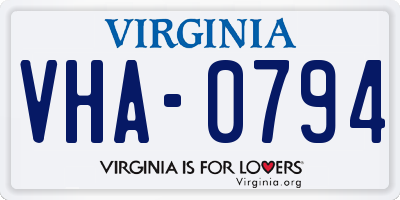 VA license plate VHA0794