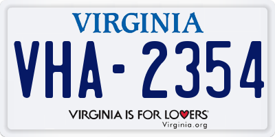 VA license plate VHA2354