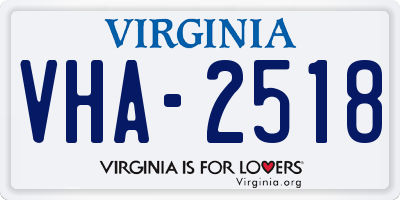 VA license plate VHA2518