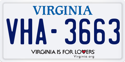 VA license plate VHA3663