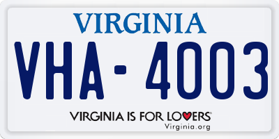 VA license plate VHA4003