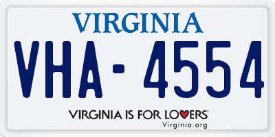 VA license plate VHA4554