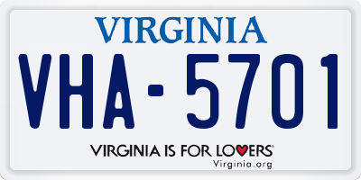 VA license plate VHA5701