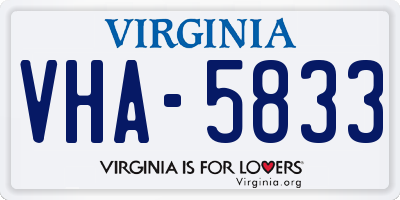 VA license plate VHA5833