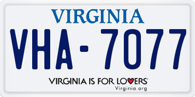 VA license plate VHA7077