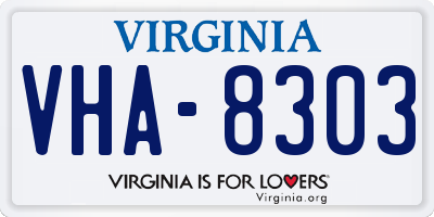 VA license plate VHA8303