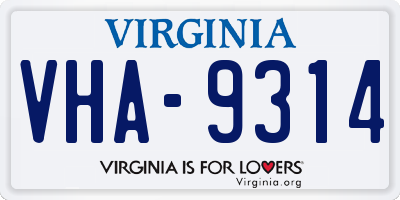 VA license plate VHA9314