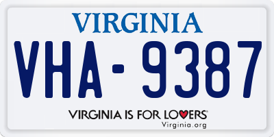 VA license plate VHA9387