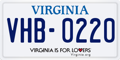 VA license plate VHB0220