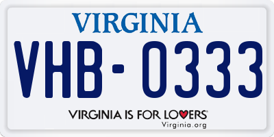 VA license plate VHB0333