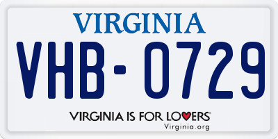 VA license plate VHB0729