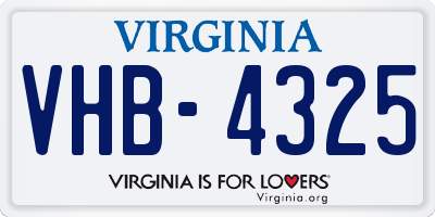 VA license plate VHB4325