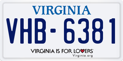 VA license plate VHB6381