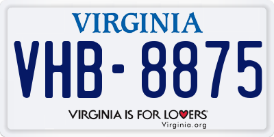 VA license plate VHB8875