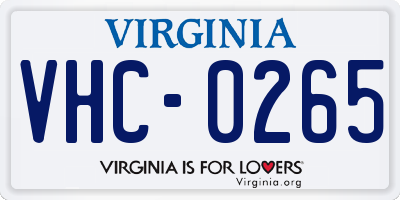 VA license plate VHC0265