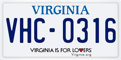 VA license plate VHC0316