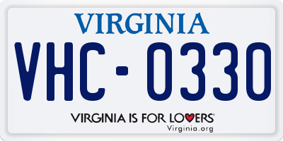 VA license plate VHC0330