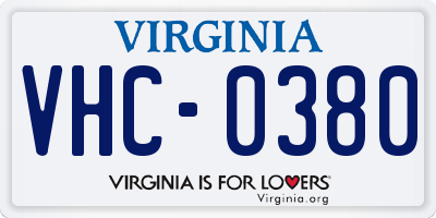 VA license plate VHC0380