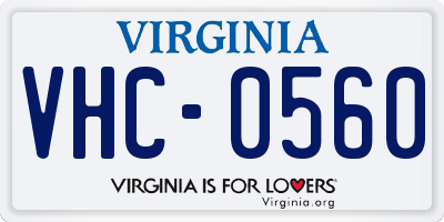 VA license plate VHC0560