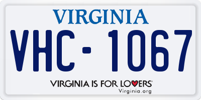 VA license plate VHC1067