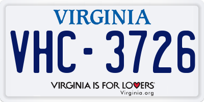 VA license plate VHC3726
