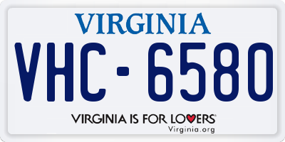 VA license plate VHC6580