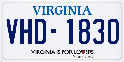 VA license plate VHD1830
