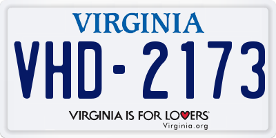 VA license plate VHD2173