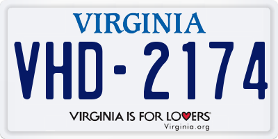 VA license plate VHD2174