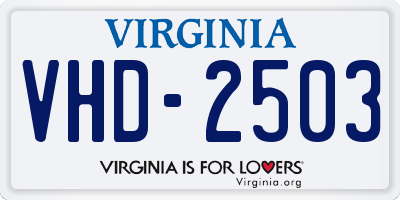 VA license plate VHD2503