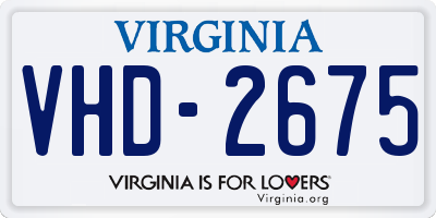 VA license plate VHD2675