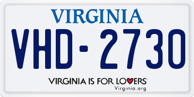VA license plate VHD2730