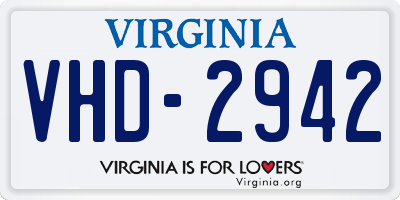 VA license plate VHD2942