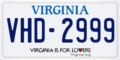 VA license plate VHD2999