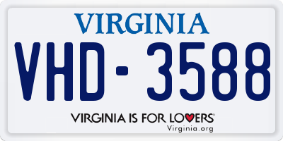 VA license plate VHD3588