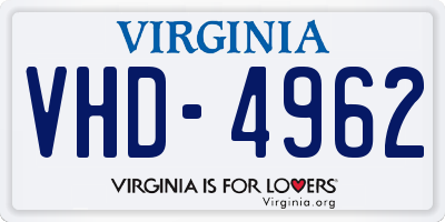 VA license plate VHD4962