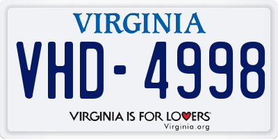 VA license plate VHD4998