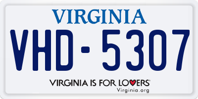 VA license plate VHD5307