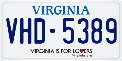 VA license plate VHD5389