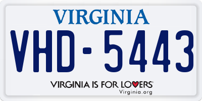 VA license plate VHD5443