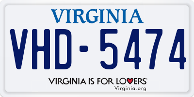 VA license plate VHD5474