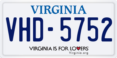 VA license plate VHD5752