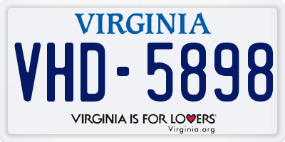 VA license plate VHD5898