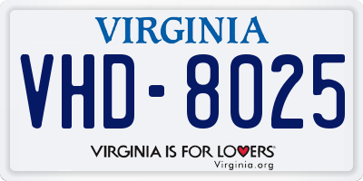 VA license plate VHD8025