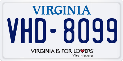 VA license plate VHD8099
